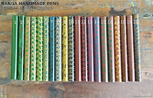 RARE -RANGA GIANT EBONITE RIPPLE FOUNTAIN PEN-MODEL 5 - PINK/BLUE/YELLOW-OLIVE