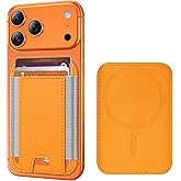 HiWe for MagSafe Wallet, Strongest Magnetic Wallet for iPhone 17/16/15/14/13/12 Series, 7 Cards Holder, Leather Minimalist Slim RFID, 1 Slot, Orange