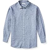 Amazon Essentials Men's Big & Tall Long-Sleeve Linen Cotton Shirt fit by DXL