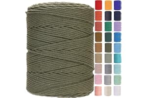 YINGHAI Macrame Cord 4mm x 328yards Natural Cotton Cord Colored Macrame Rope Macrame Supplies Macrame Cotton Rope Soft Craft Rope Macrame Yarn for Plant Hanger Wall Hanger Dreamcatcher Great for Beginner