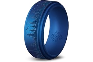 Knot Theory Silicone Ring for Men – Mountain, Waves, Forest Engraving - 8mm Bandwidth Breathable Comfort Fit