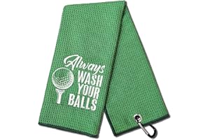 DYJYBMY Always Wash Your Balls Funny Golf Towel, Embroidered Green Golf Towels for Golf Bags with Clip, Golf Gifts for Men, Birthday Gifts for Golf Fan, Golf Joke, Funny Gag Gift