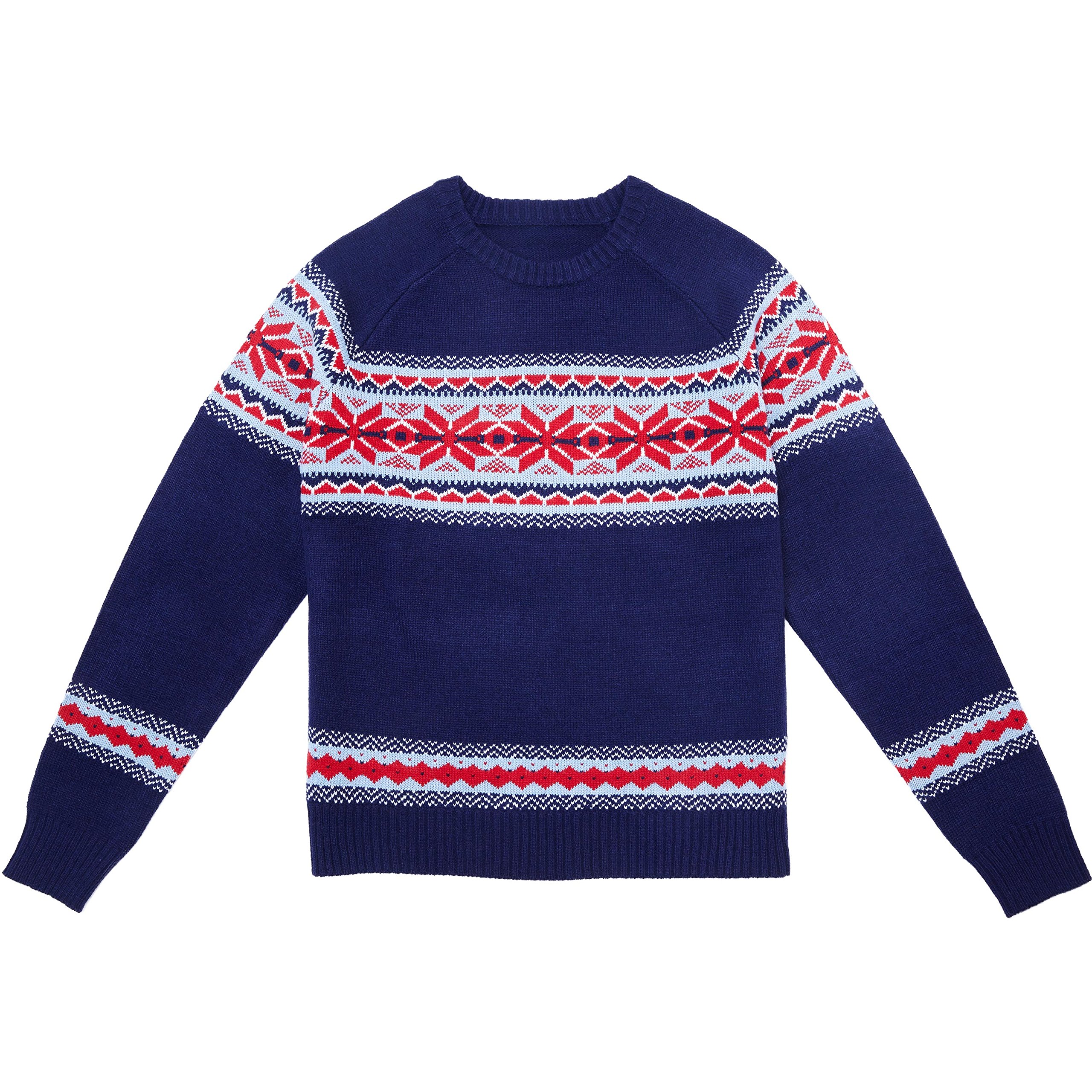 Blueberry Pet Men's Holiday Chic Secret Fair Isle Style Pullover Jumper in Navy Blue, Medium