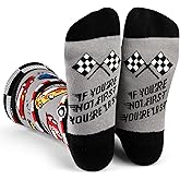 Lavley Racing Fan Socks - Funny race car and motorcycle gift for men, women and teens - One size fits most