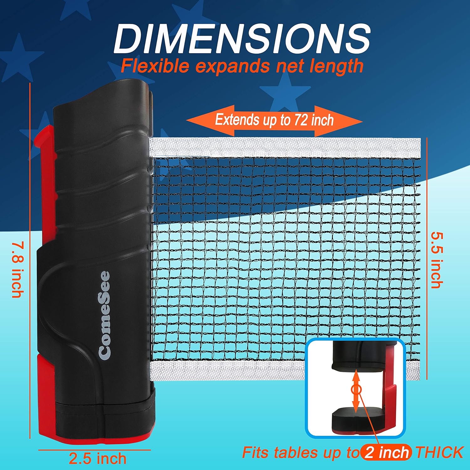 Comesee Retractable Ping Pong Net for Any Table, Table Tennis Nets and Posts Equipment for Replacement (Black) : Sports & Outdoors