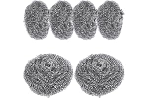 NULYLU 6pcs Stainless Steel Dish Scrub Brush Set, Metal Pot and Pan Cleaning Scrubbers, Kitchen Scouring