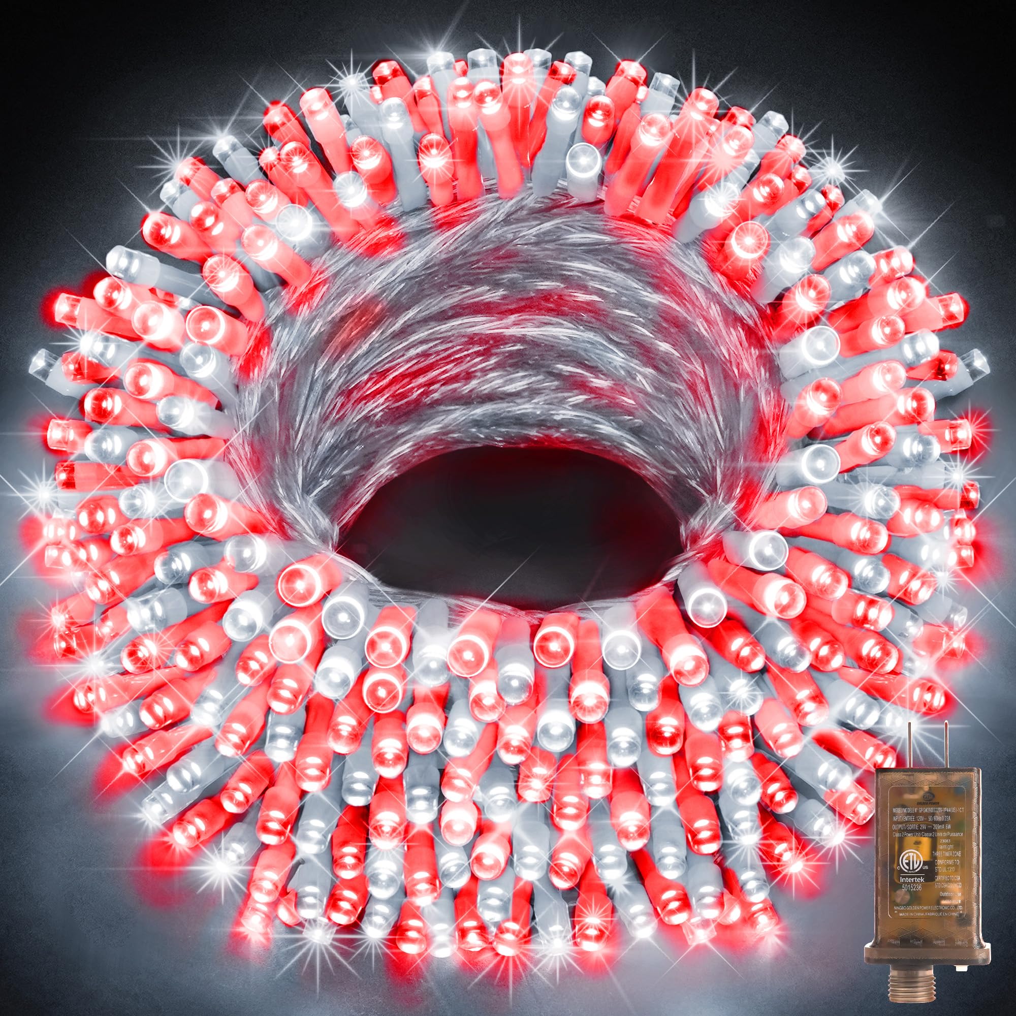 Photo 1 of ******No power supply included****** KNONEW 403ft 1000 LED Christmas String Lights Outdoor 8 Modes & Timer Fairy Light Plug in Waterproof for Xmas Yard Tree Wedding Party Holiday Decorations (Red and White)