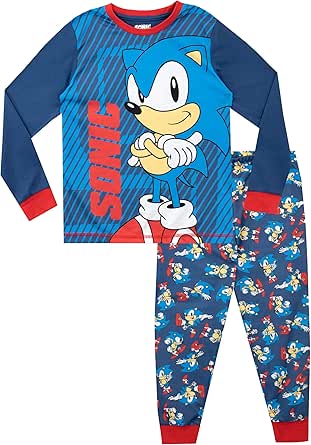 Sonic The Hedgehog Pijamas de Manga Larga para niños Azul 11-12 Años
