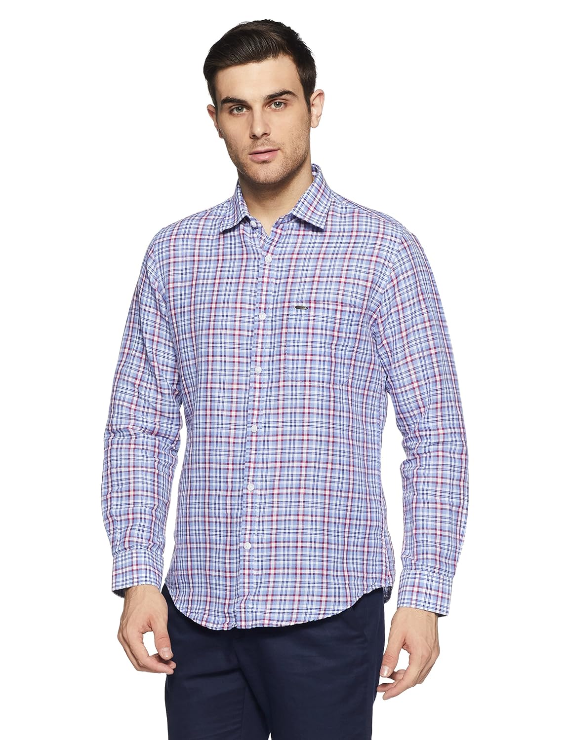 peter england men's solid slim fit casual shirt