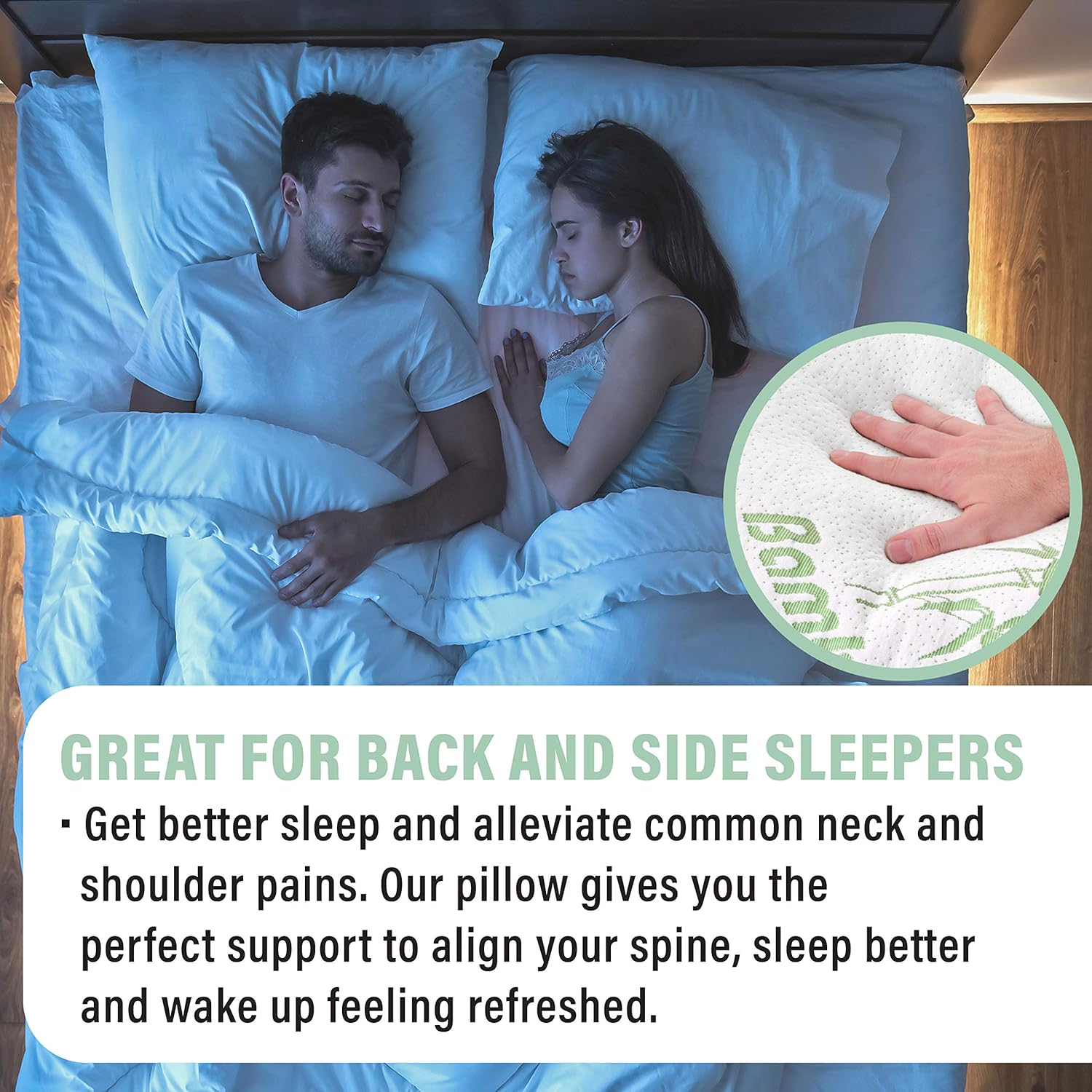 Pillows for Sleeping - 2 Pack Cooling Shredded Memory Foam Bed Pillows with Bamboo Hypoallergenic Covers (Queen Size): Home & Kitchen