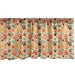 Ambesonne Dog Lover Window Valance, Colorful Paw