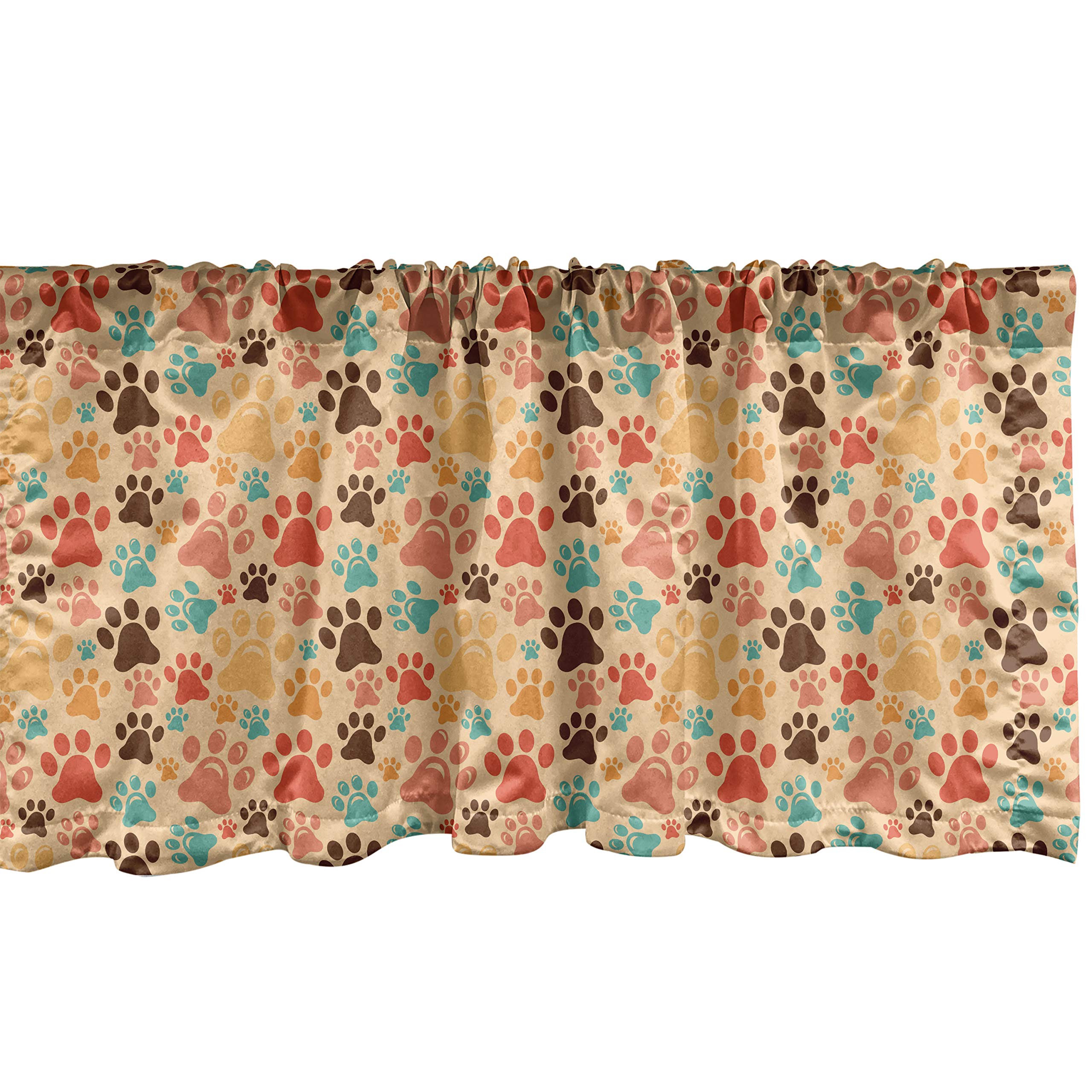 Ambesonne Dog Lover Window Valance, Colorful Paw