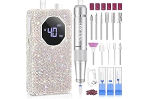 SAVILAND Professional Nail Drill 40000 RPM: Portable Electric Nail Drill Kit File Machine with Ceramic Nail Bits Sanding Bands for Acrylic Nail Gel Polish Manicure Salon Home Use, Glitter