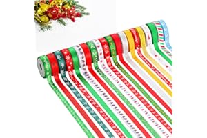 LIUYAXI 20 Rolls 100 Yards Christmas Ribbon for Gift Wrapping,3/8 Inch Christmas Ribbon,Christmas Satin Grosgrain Ribbon for Crafts DIY Holiday Christmas Decorations