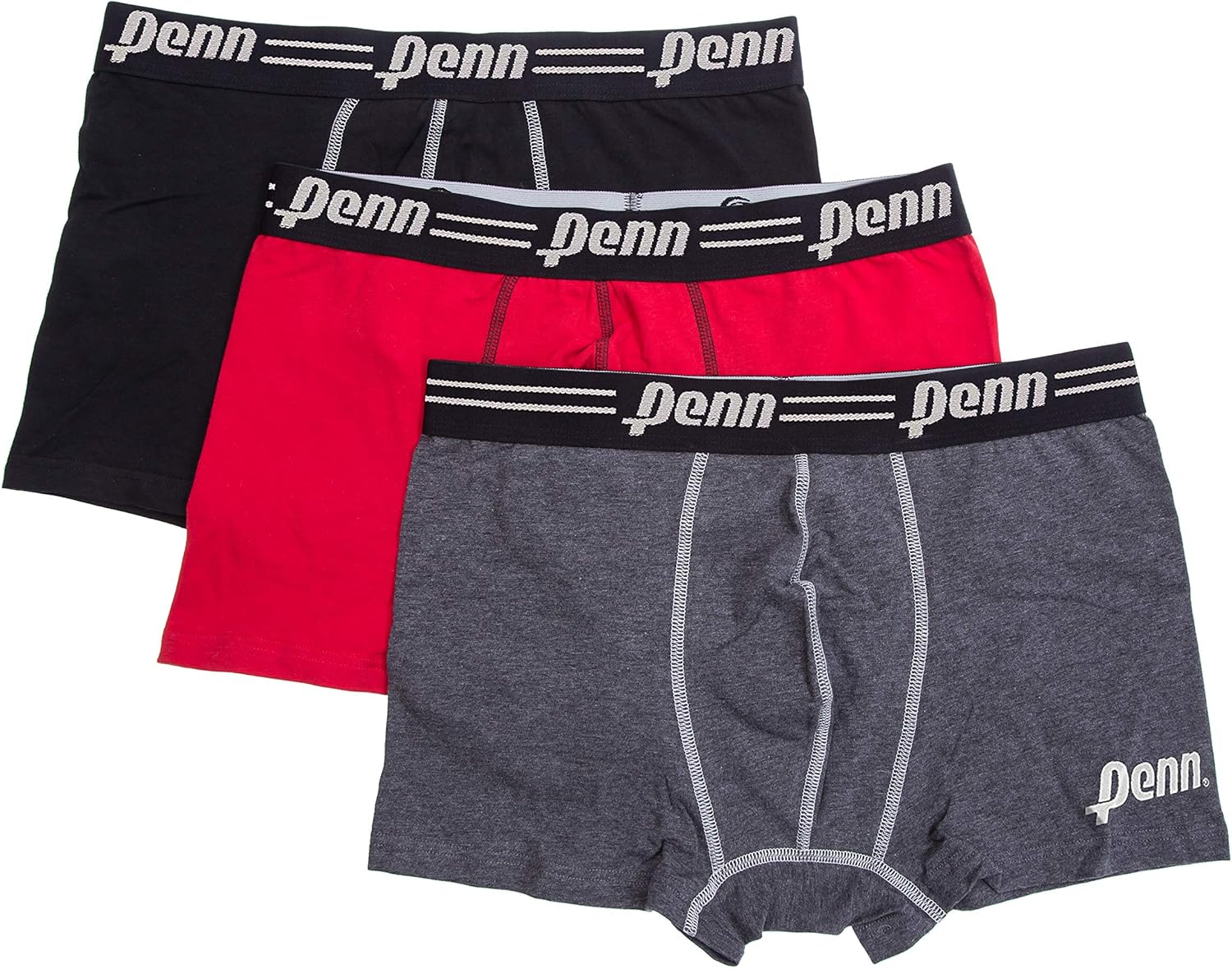 Penn Mens 3Pack Athletic Boxer Briefs, BlackRedCharcoal, XL Amazon