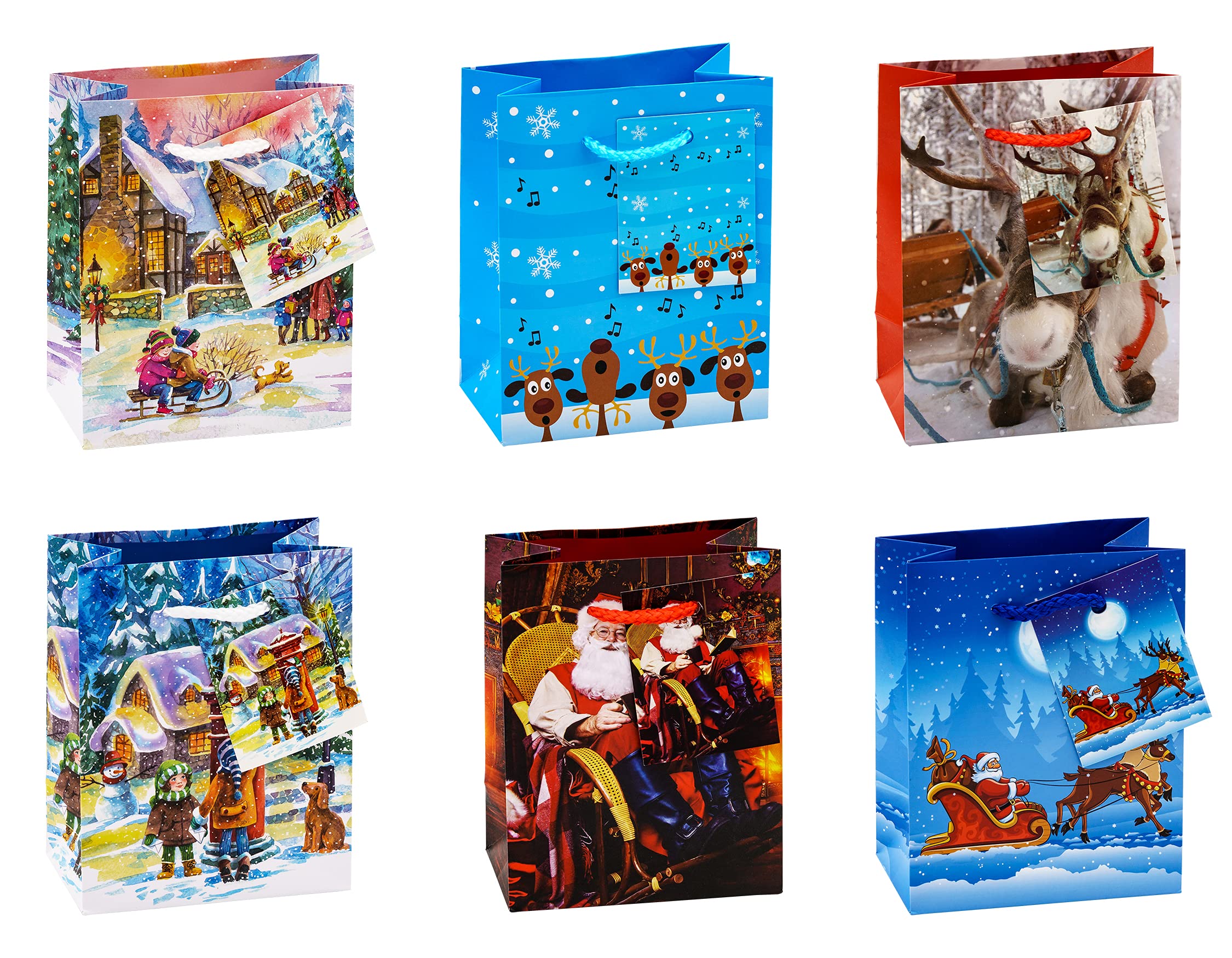 TSI 82028 Gift Bags Christmas Children, Pack of 12, Size: Small (4 x 2.5 x 5.5 inch)