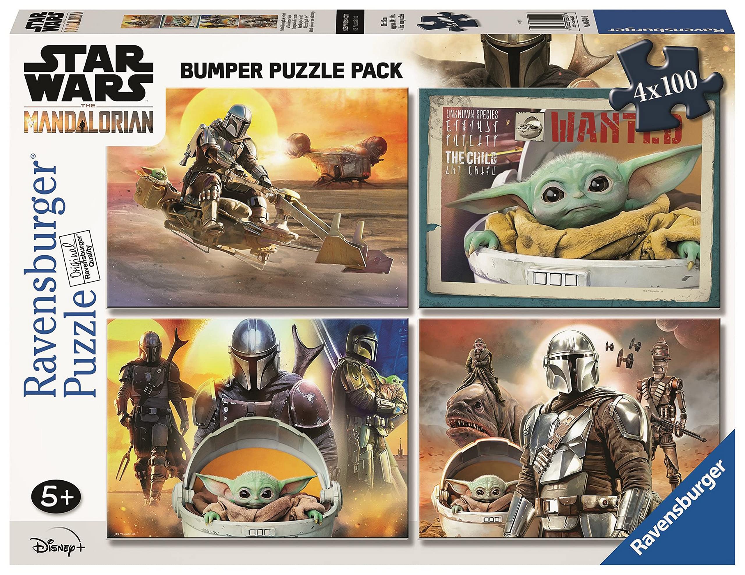 Ravensburger - The Mandalorian Puzzles Pack Of 4 | Puzzle 5 Years Or Over | Gift Child 5 Years Or Over 100 Pieces Each | Kids Puzzles 36 X 26 Cm Puzzle