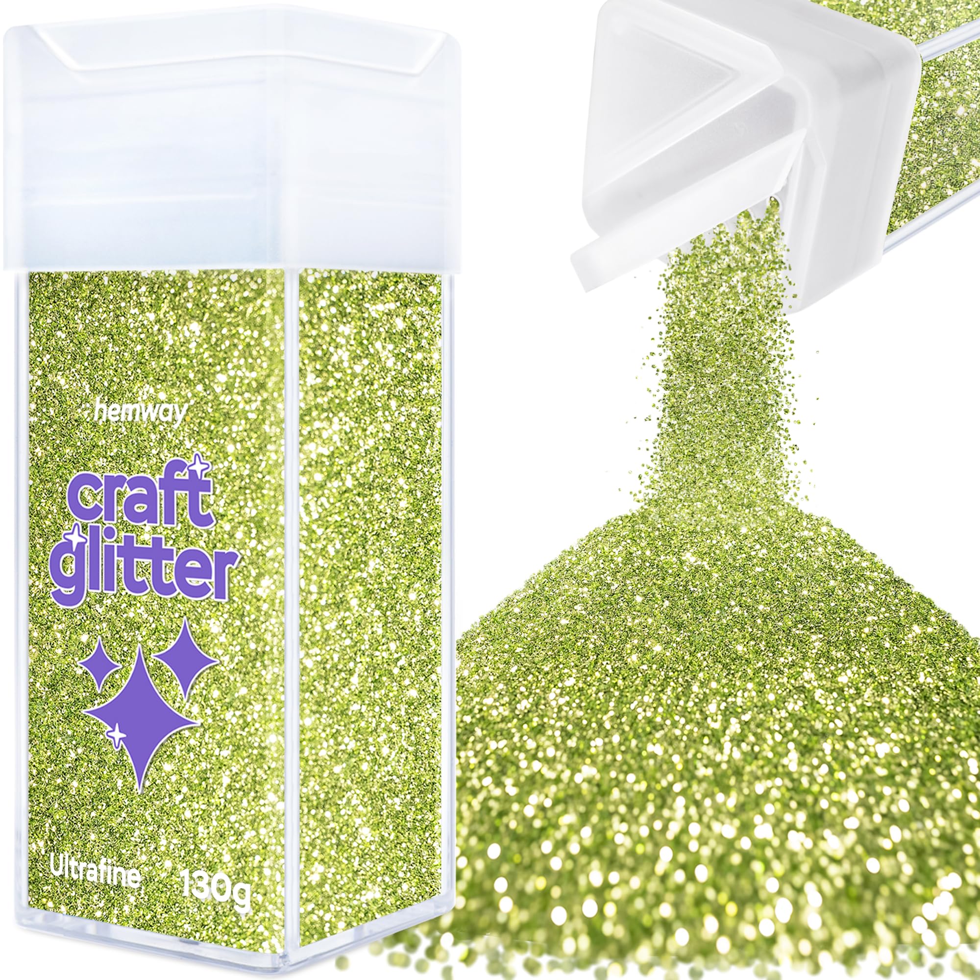 Hemway Glitter Shaker Olive Green 110g Ultrafine, Craft Glitter Shaker for Resin & Epoxy Crafts, Christmas Art Supplies, Nail, Body, Face, Eye, Festival, Crafting, Slime, Sparkle