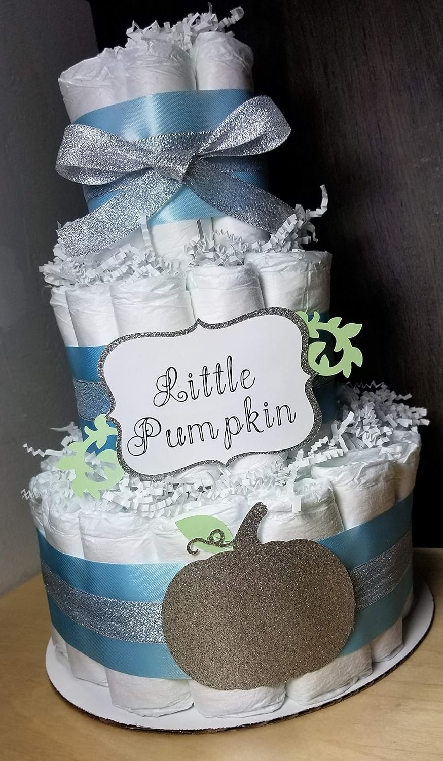 blue diaper cake