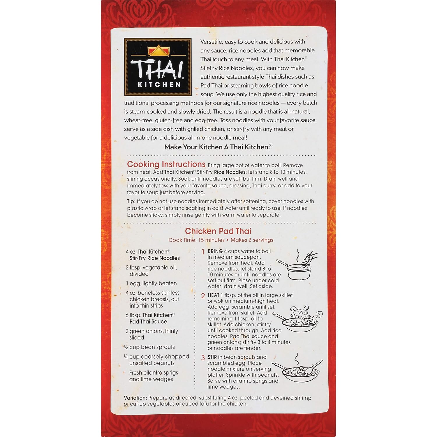 Amazon Com Thai Kitchen Thin Rice Noodles 8 8 Oz Packaged