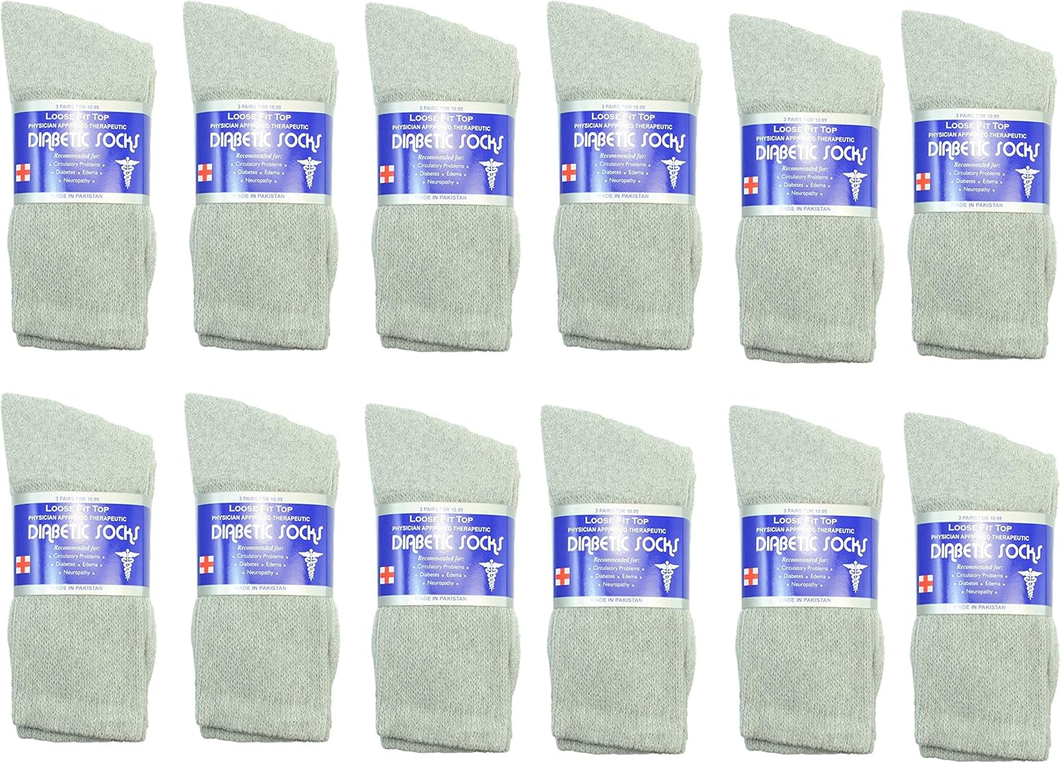 Gelante Unisex Diabetic Crew Socks Physicians Approved 2030D-GRY-12-(10-13): Health & Personal Care