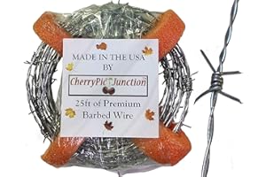 CHERRYPIC JUNCTION 25 Feet of Real Barbed Wire - 18 Gauge 4 PT - (25 Feet) Light Duty - More Flexible - Perfect for Yard or Crafts - Made in USA