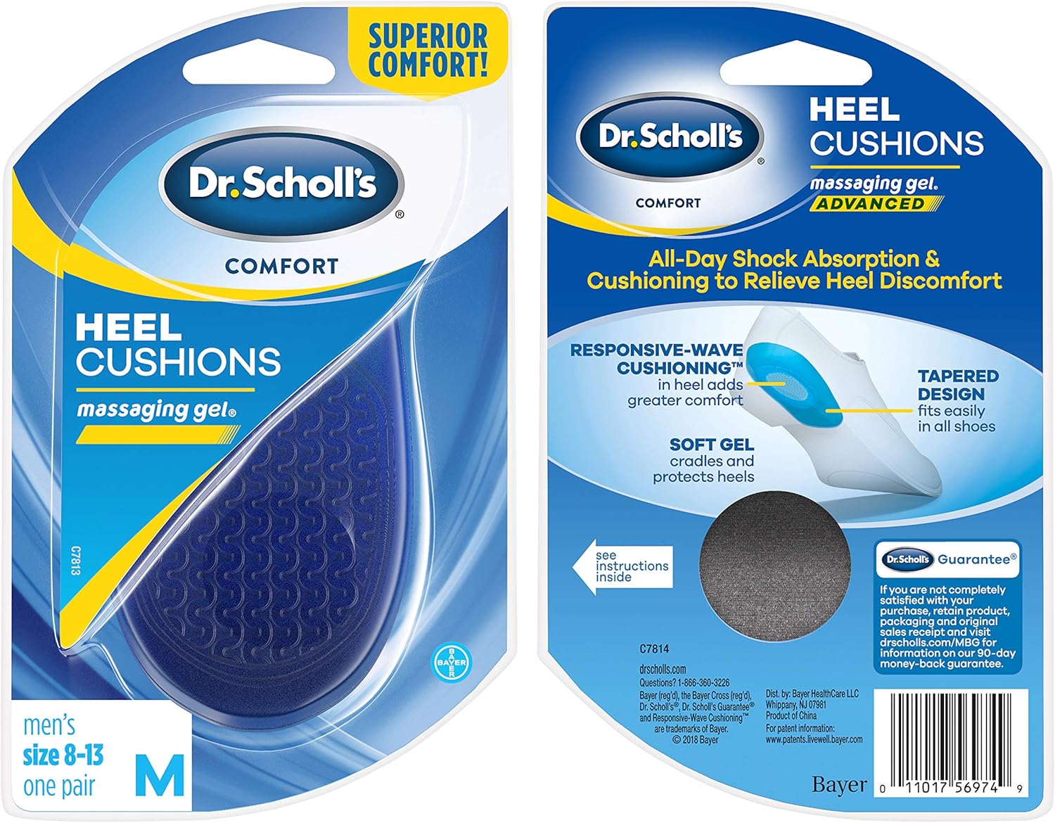 Dr. Scholl's HEEL CUSHIONS with Massaging Gel Advanced // All-Day Shock Absorption and Cushioning to Relieve Heel Discomfort (for Men's 8-13, also available for Women's 6-10): Health & Personal Care