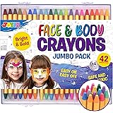 42pcs Face and Body Paint Crayons, Face Painting Kit Safe and Non-Toxic Ultimate Party Pack Including 14 Metallic Colors for 