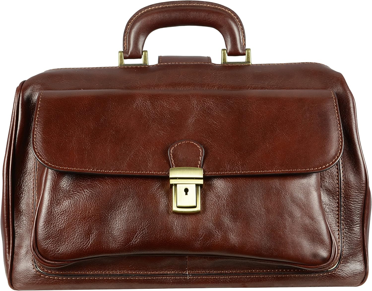 Leather Doctor Bag Briefcase Medical Satchel Medium Red Brown Time