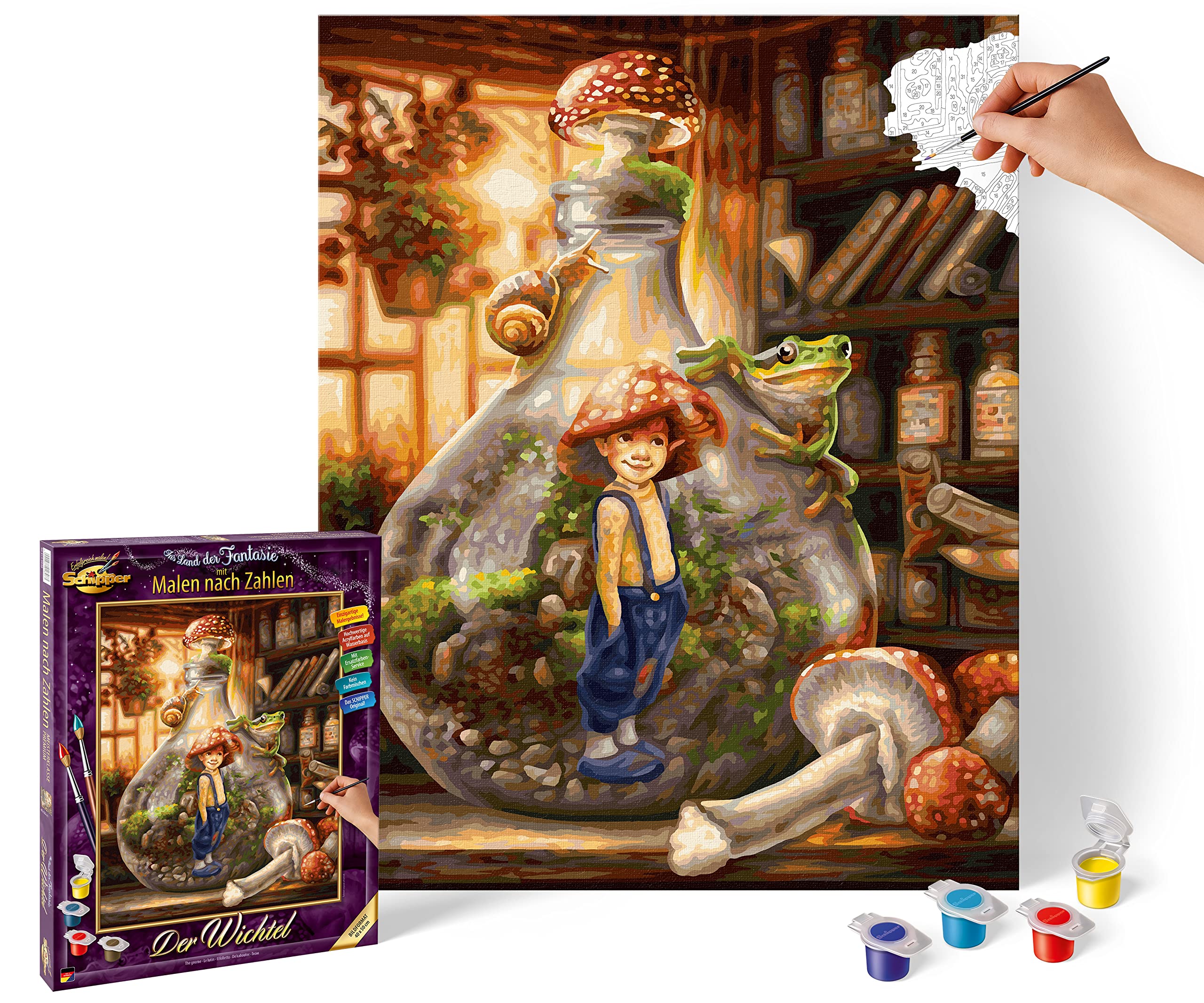 Schipper 609130846 Painting by Numbers - The Gnome - Painting Pictures for Adults Including Brush and Acrylic Paints 40 x 50 cm