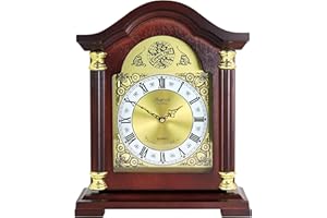 Bedford Clock Collection Redwood Mantel Clock with Chimes