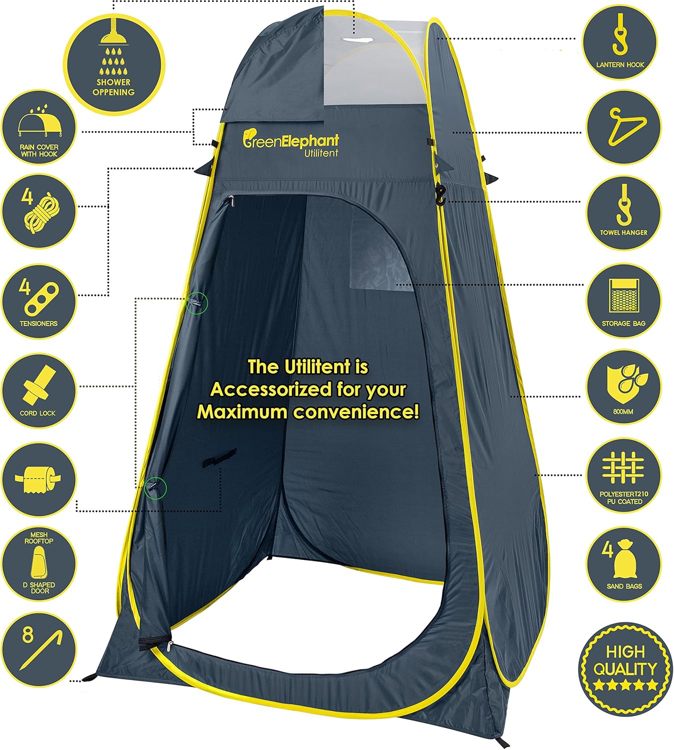Green Elephant Pop Up Utilitent – Privacy Portable Camping, Biking, Toilet, Shower, Beach and Changing Room Extra Tall, Spacious Tent Shelter.: Sports & Outdoors