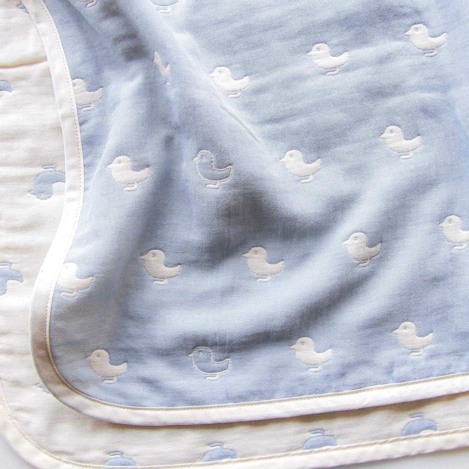 Amazon はぐまむ 日本製 ガーゼケット Ms ベビー 70 70 ことり ブルー 5重 ふっくら タオルケット ガーゼケット ベビー マタニティ 通販