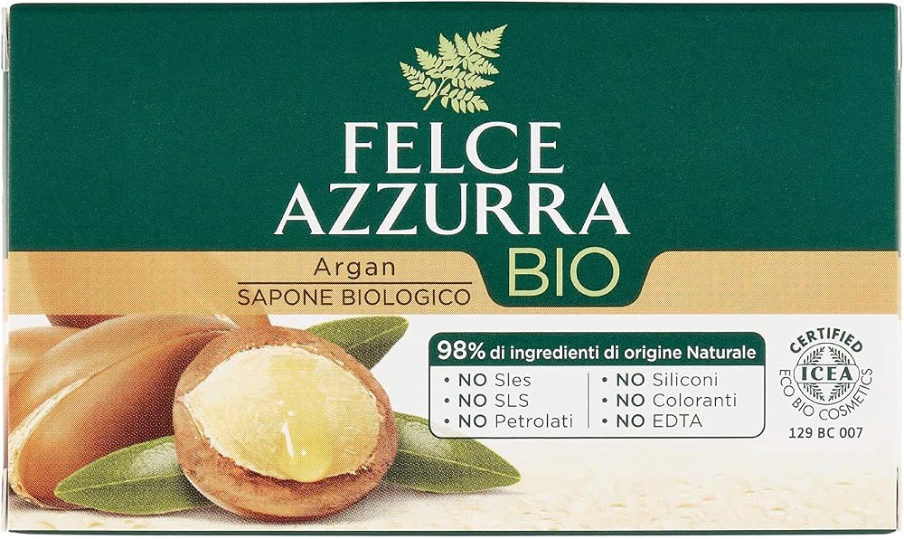 Felce Azzurra Organic Argan Oil Soap 125g - Soft Hands, Dermatologically Tested