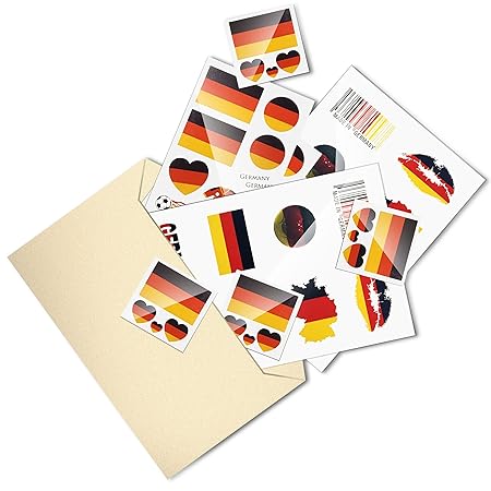 SET 8X, Sameants Temporäre Tattoos Fußball Tätowierung Sticker Deutschland Flagge Herz Aufkleber Blätter