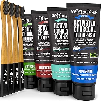 Amazon Com My Magic Mud Charcoal Toothpaste Bamboo Toothbrush