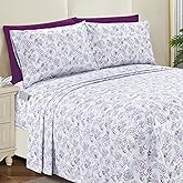 Elegant Comfort Softest and Coziest 4-Piece Sheet Set - 1500 Premium Hotel Quality Microfiber - Deep Pocket, Wrinkle Resistant 4-Piece Paisley Pattern Bed Sheet Set, Twin XL, Paisley Purple