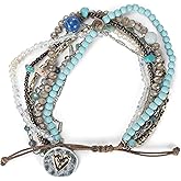 DEMDACO Beaded Love Turquoise Blue One Size Fits Most Glass and Metal Charm Bracelet