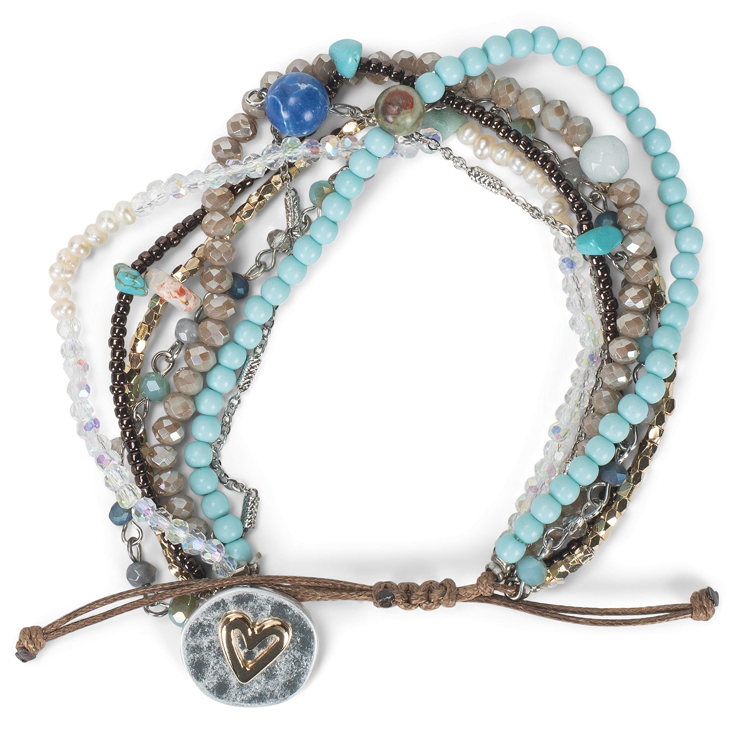 Demdaco Crystal and Metal Beads Turquoise Blue One Size, one size, Metal Stone, N/A