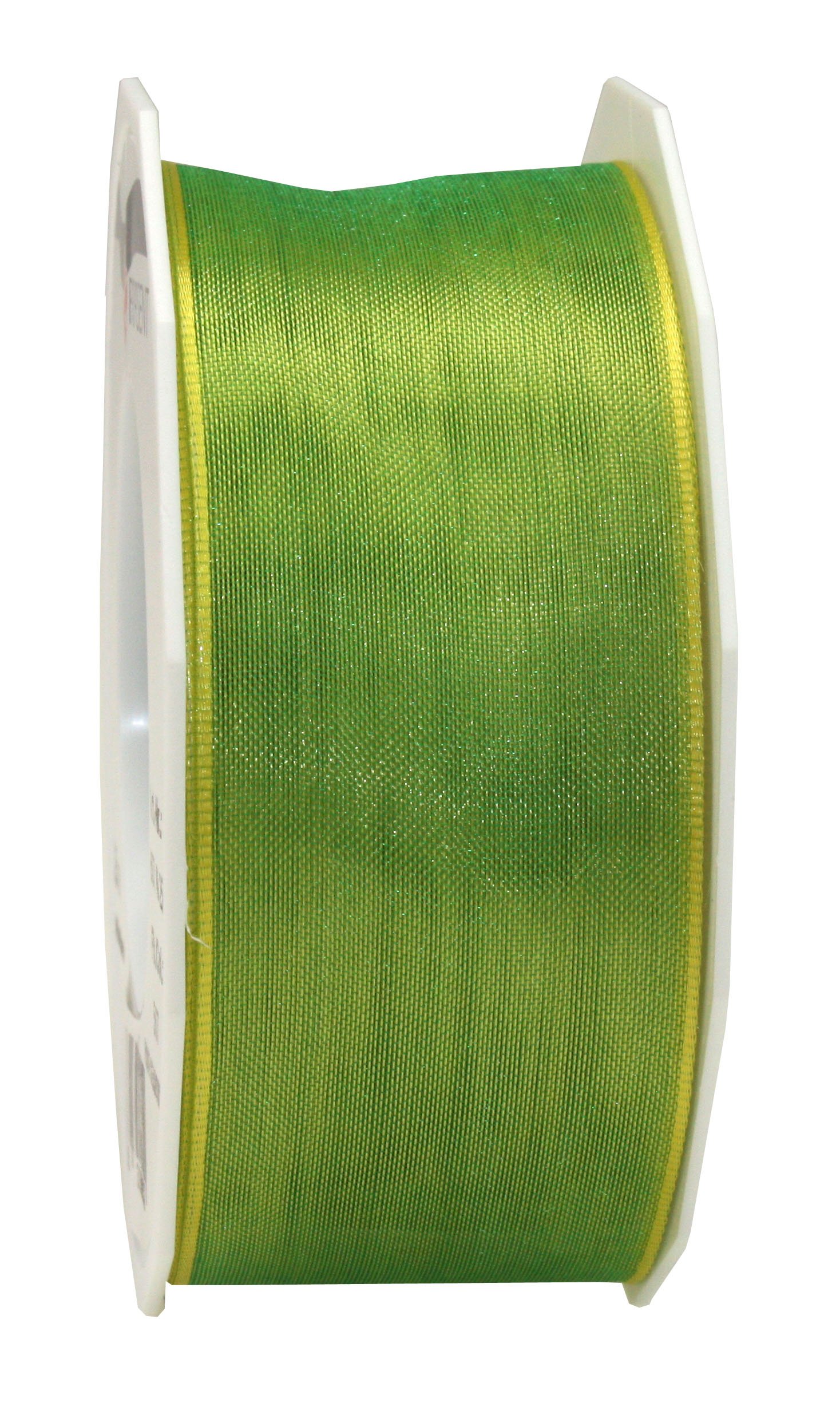 PRÄSENT - Four Seasons Organza wired edge Ribbon Lime Green-Yellow 40 mm width, 25 m length