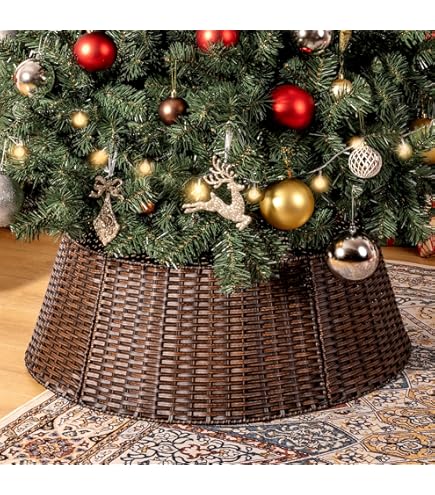 Jupe De Panier De Sapin De Noël Faite à La Main - Élégante Housse