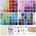 GREENTIME 49000pcs 2mm Seed Beads 92 Colors Small Beads Kit Bracelet Beads with Pendant Charms Kit and Letter Beads for Bracelets Necklace Ring Making, DIY, Art and Craft