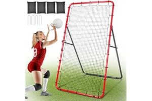 VSSAL Adjustable Volleyball Rebounder Net 7x4 ft, Volleyball Bounce Back Net with 5 Angles, Volleyball Training Practice Equipment with Removeable Target Strap