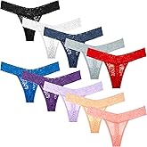 Pmrxi Pack 10 Seamless Lace Thongs for Women Plus Size Breathable Panties Low Rise T-back Stretch Cotton No Show Underwear