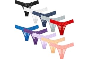 Pmrxi Pack 10 Seamless Lace Thongs for Women Plus Size Breathable Panties Low Rise T-Back Stretch Cotton No Show Underwear