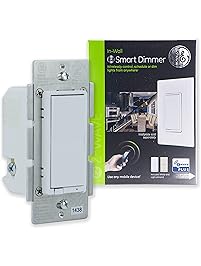 "New Model : GE Z-Wave Plus Wireless Smart Lighting Control Smart Dimmer, Paddle Style, In-Wall, Includes White & Light Almond Paddles, Works with Amazon Alexa, 14294"