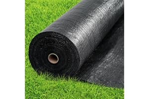 GOTGELIF 6ft x 300ft Weed Barrier Landscape Fabric, 3.2 OZ Heavy Duty Gardening Ground Cover Mat, Woven Geotextile Fabric Mulch Cloth, Black Garden Bed Liner for Landscaping, Driveway, Farm, Greenhouse