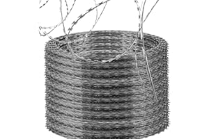 OrangeA Razor Wire Galvanized Barbed Wire Razor Ribbon Barbed Wire 18 inches 500 Feet 10 Coils Per Roll