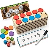 SYNARRY Wooden Ten-Frame Set Math Manipulatives for Kindergarten Elementary 1st 2nd Grade Homeschooling, Addition and Subtrac