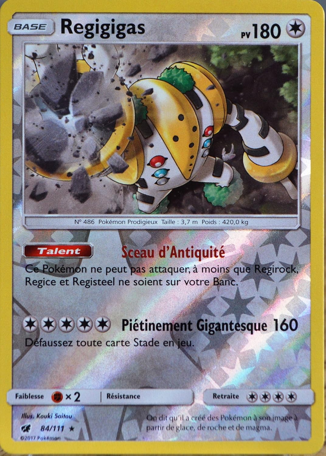 Vendre Carte Pokemon à L Unité Carte Pokemon REGIGIGAS 84/111 Holo Soleil et Lune 4 SL4 FR NEUF Cartes